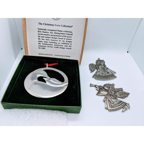 3 Pewter Ornaments 1 New In Box Signed Ken Kantro Lovell & Vintage Holiday LOT - Picture 2 of 9